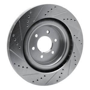 Dodge Viper Brake Rotor (1) - Rear Right - R1 Concepts - Drilled & Slotted - Silver - `03-`17